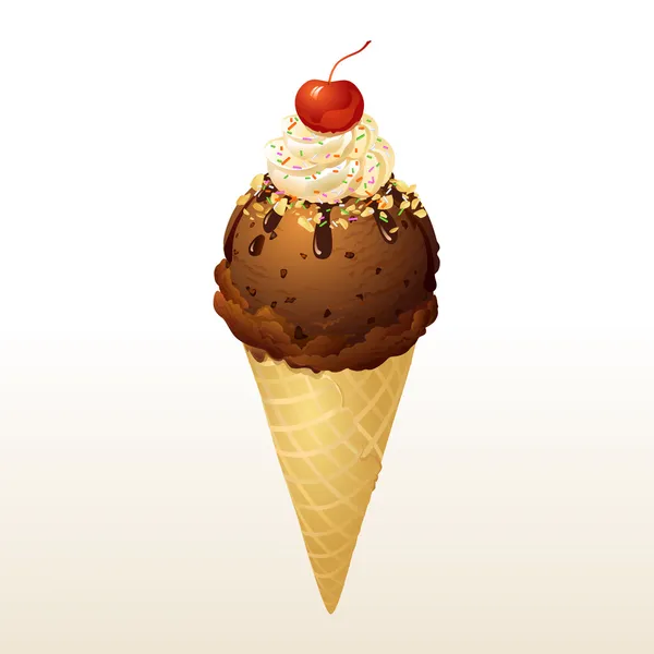 Helado de chocolate cono — Archivo Imágenes Vectoriales