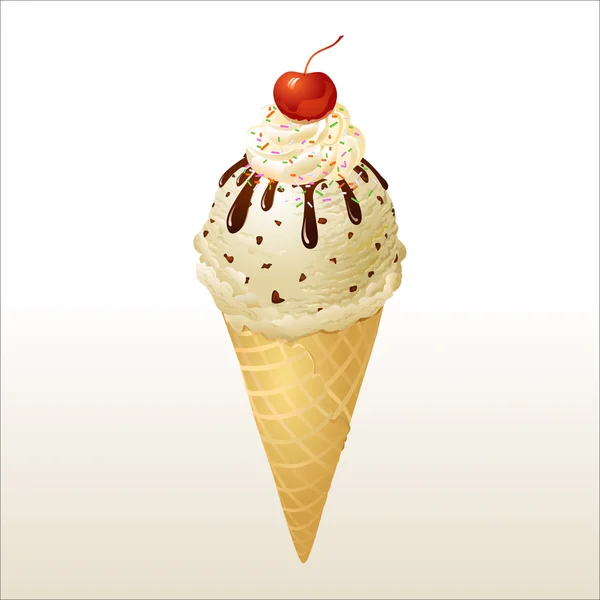 Cono de helado de vainilla — Vector de stock