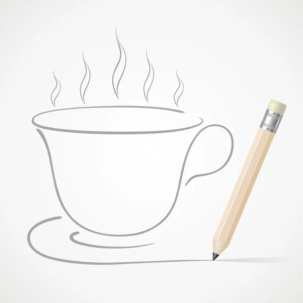 Disegno a matita tazza di caffè — Vettoriale Stock