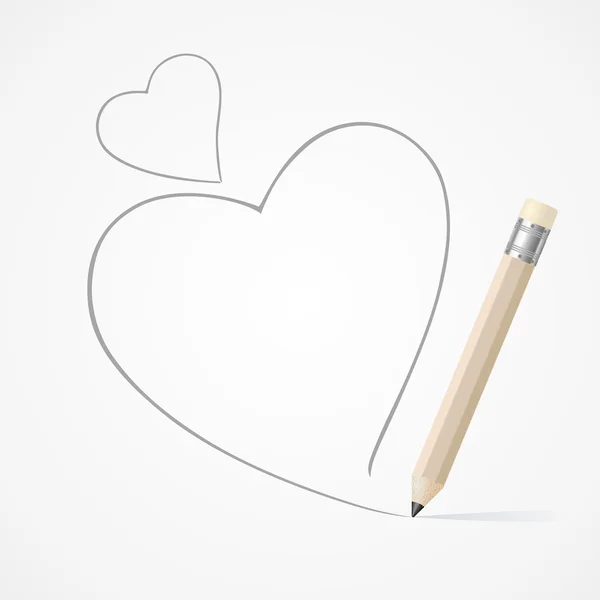 Pencil drawing heart line — Stock Vector