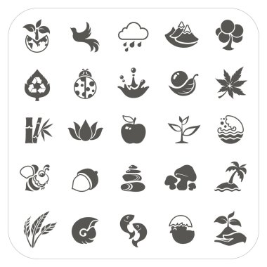 Beyaz arka plan üzerinde doğa Icons set