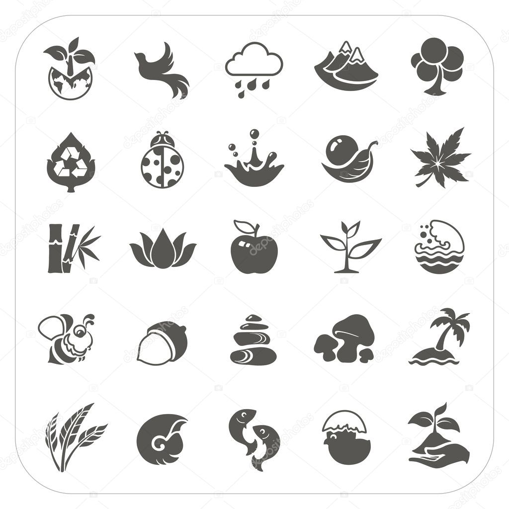 Nature icons set on white background