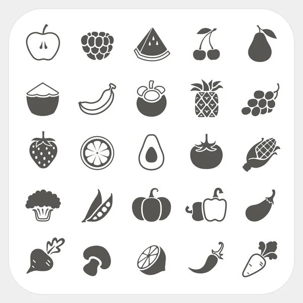 Frutas y verduras Iconos con marco de fondo — Vector de stock