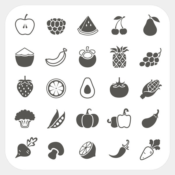 Fruits and Vegetables Icons with frame background