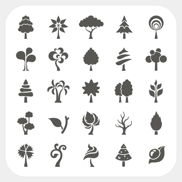 Beyaz arka plan üzerinde ağaç Icons set