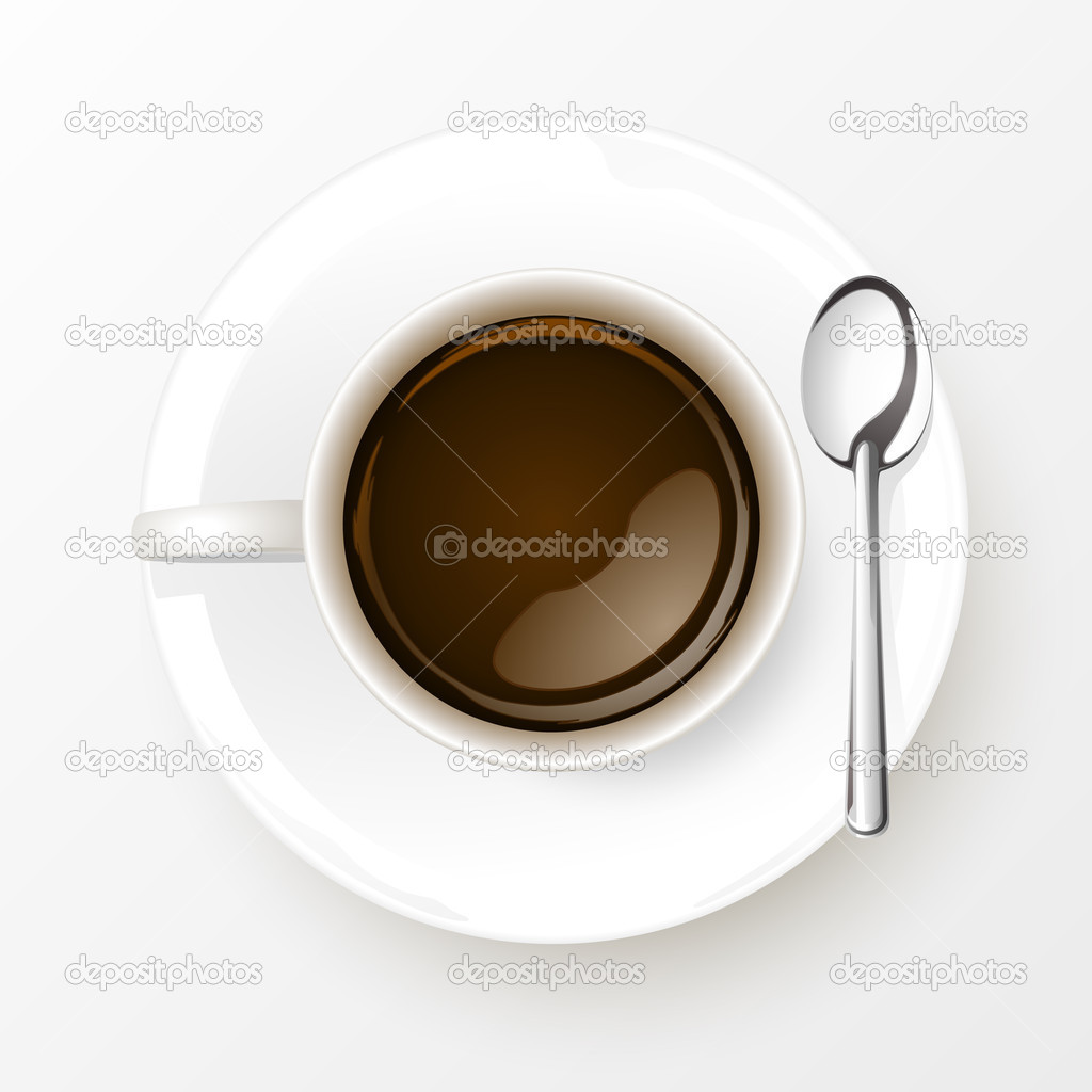 Cup of Coffee with spoon isolated on white background