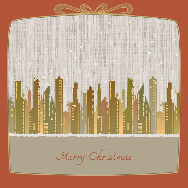 메리 크리스마스, 겨울 배경에서 종이로 만들어진 도시 풍경 — 스톡 벡터