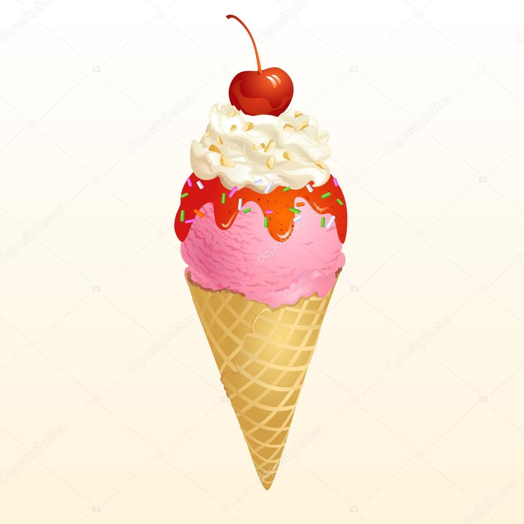 Strawberry Ice cream cone