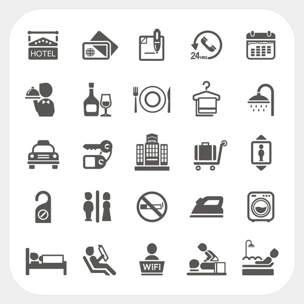 Conjunto de iconos de servicios de hotel y hotel — Vector de stock