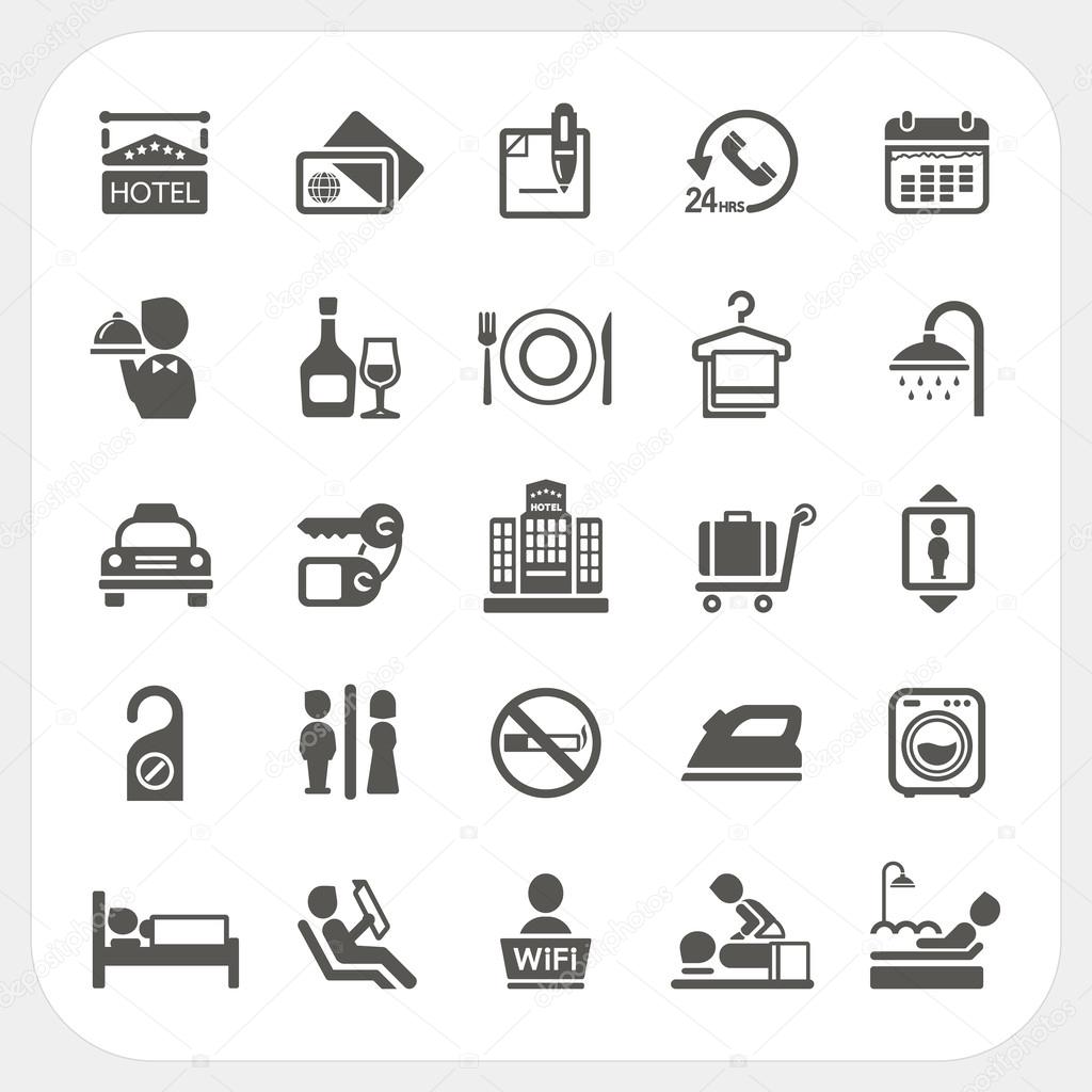 Hotel and Hotel Services icons set