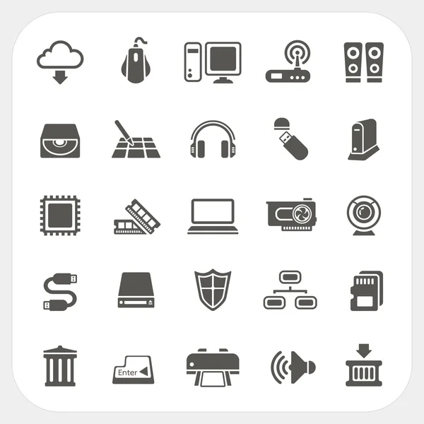 Computer hardware iconen set. — Stockvector