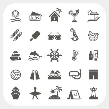 Summer holiday icons set clipart