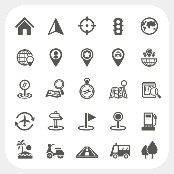 Mapa y ubicación Conjunto de iconos — Vector de stock