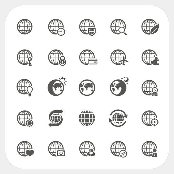 Globus Erde Vektor Icons gesetzt — Stockvektor