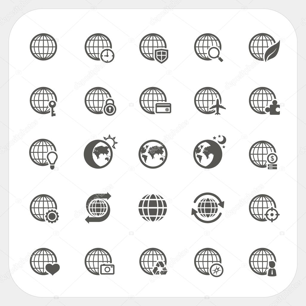 Globe earth vector icons set