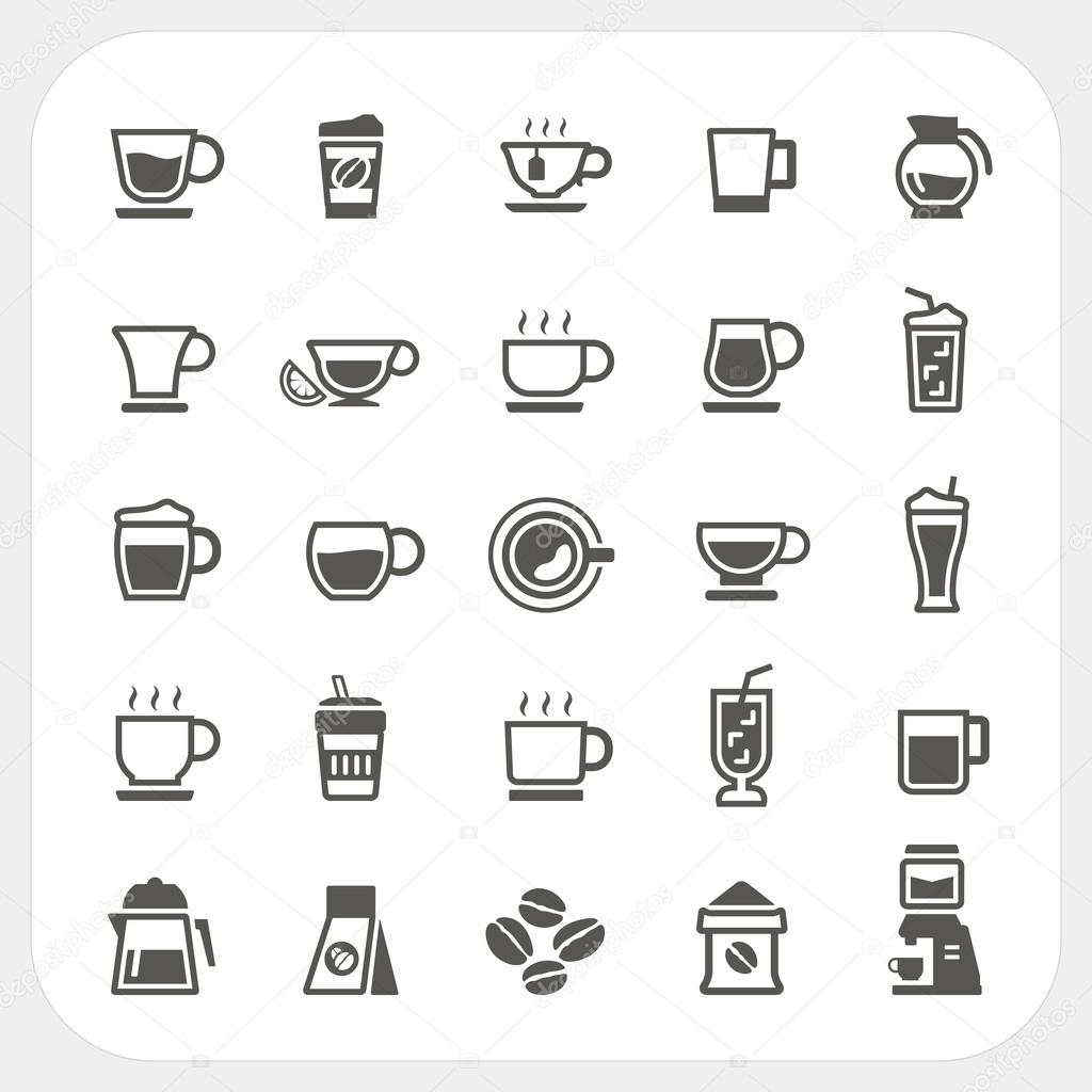 Coffee cup and Tea cup icons set