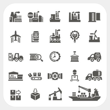Industry icons set clipart