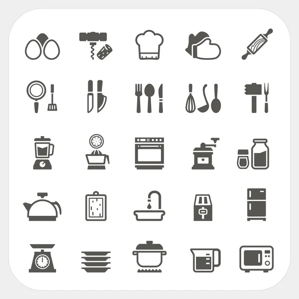 Conjunto de iconos de cocina y cocina — Vector de stock