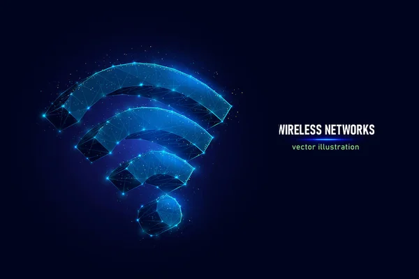 Signe Wifi Technologie Communication Sans Fil Wireframe Numérique Points Connectés Illustration De Stock