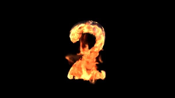 Burning number isolated on black (with matte) — Stock Video