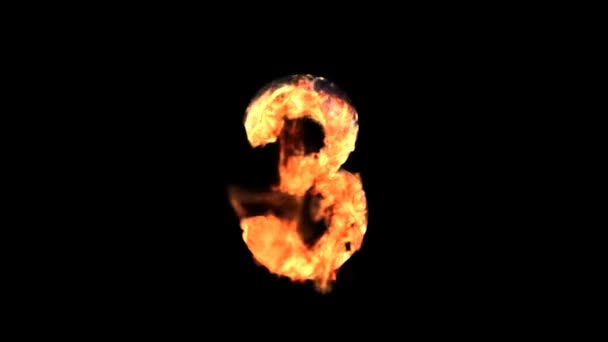 Burning number isolated on black (with matte) — Stock Video