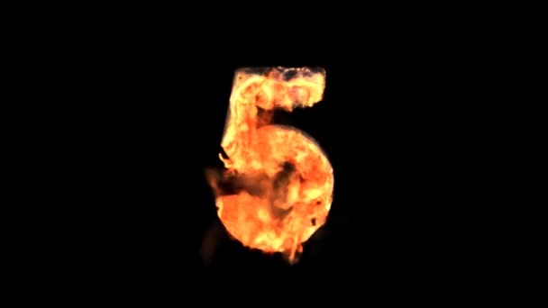 Burning number isolated on black (with matte) — Stock Video