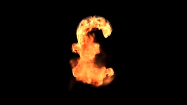 Burning pound currency symbol isolated on black (with matte) — Stock Video