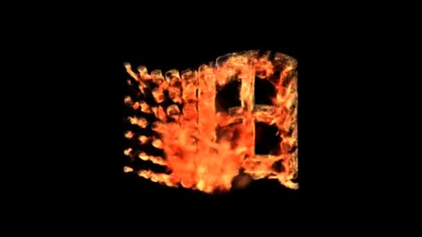 Burning windows logo isolated on black (with matte) — Stock Video