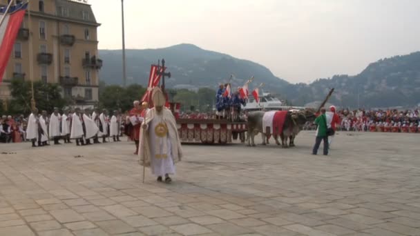 Palio del baradello ponownie uchwala barbarossa z wizytą jego sojuszników w como po pokonaniu Mediolan — Wideo stockowe