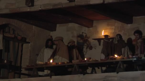 Representation of Jesus last supper — Stock Video