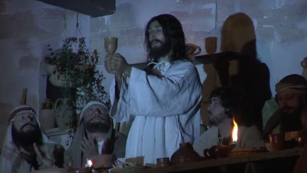 İsa'nın son akşam yemeği gösterimi — Stok video