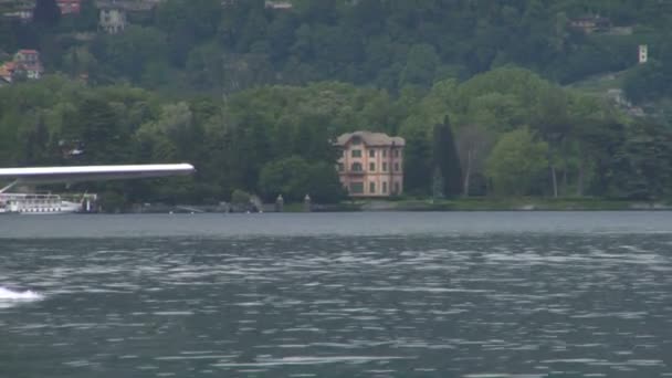 关于在意大利科莫湖水上飞机 — 图库视频影像