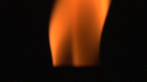 Close-up de vela queimando isolado no fundo preto — Vídeo de Stock