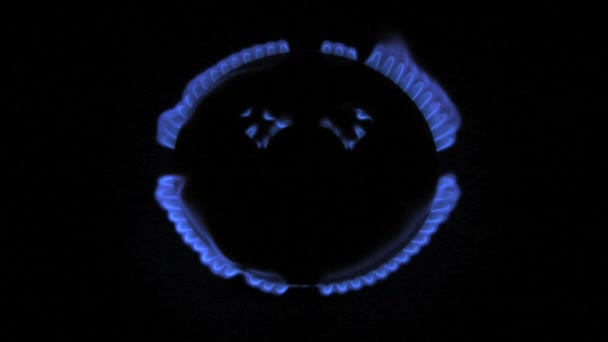 Голубое пламя газовой плиты — стоковое видео