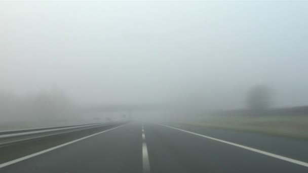 Condução no nevoeiro — Vídeo de Stock