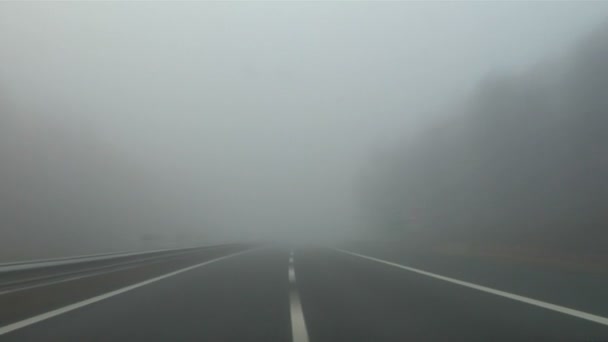 Condução no nevoeiro — Vídeo de Stock