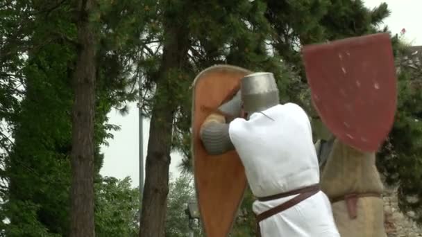 Kampf gegen mittelalterliche Ritter — Stockvideo