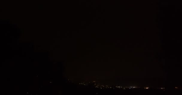 Lightning Night Tree City Light — Stock Video