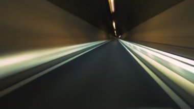 Abstract driving in highway. Fish-eye, time-lapse, motion blur