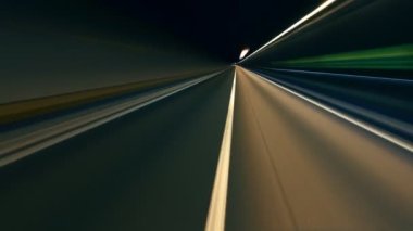 Abstract driving in highway. Fish-eye, time-lapse, motion blur