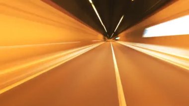 Abstract driving in highway. Fish-eye, time-lapse, motion blur