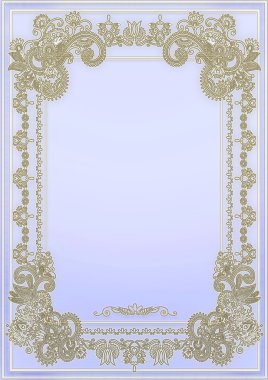 Gentle, lilac background with a gold framework clipart