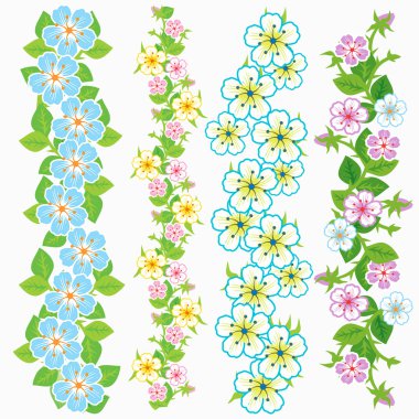 Çiçekli vektör kenarlıkları kümesi