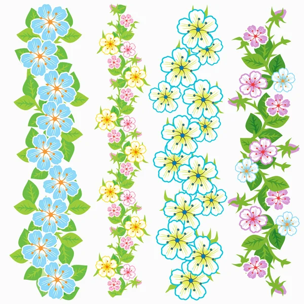 Set of vector floral borders — Stock Vector