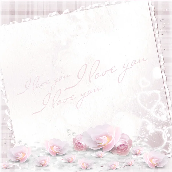 Valentinstag und Hochzeit Hintergrund mit Herzen und Blumen — Stockfoto
