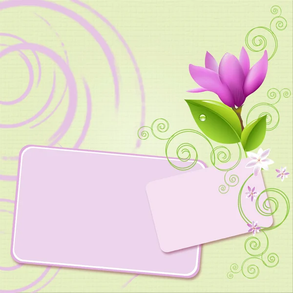 Fondo floral con una tarjeta de felicitación — Vector de stock