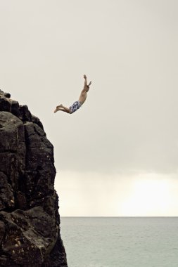 Jumping in waimea bay clipart