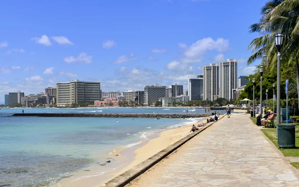 Praia de Waikiki e Shoreline — Fotografia de Stock