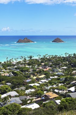 Mokulua Adaları off shore lanikai beach, oahu, hawaii
