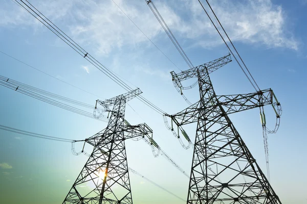 High voltage under the blue sky — Stock Photo, Image